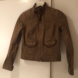 Ralph Lauren camel denim biker jacket